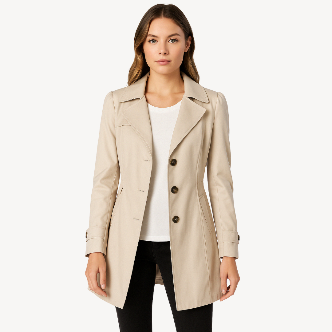 Women's Cotton Beige Jacket Trench Coat | Loravelle