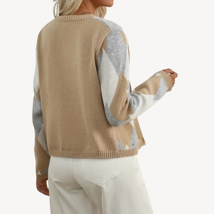 Women's Argyle Knit Cardigan Sweater | Loravelle
