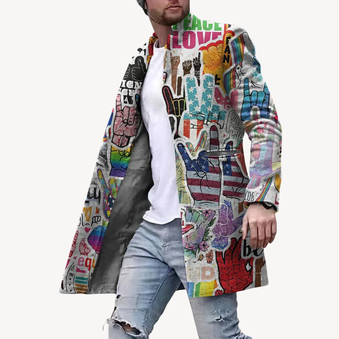 Patterned Long Coat Men | Loravelle