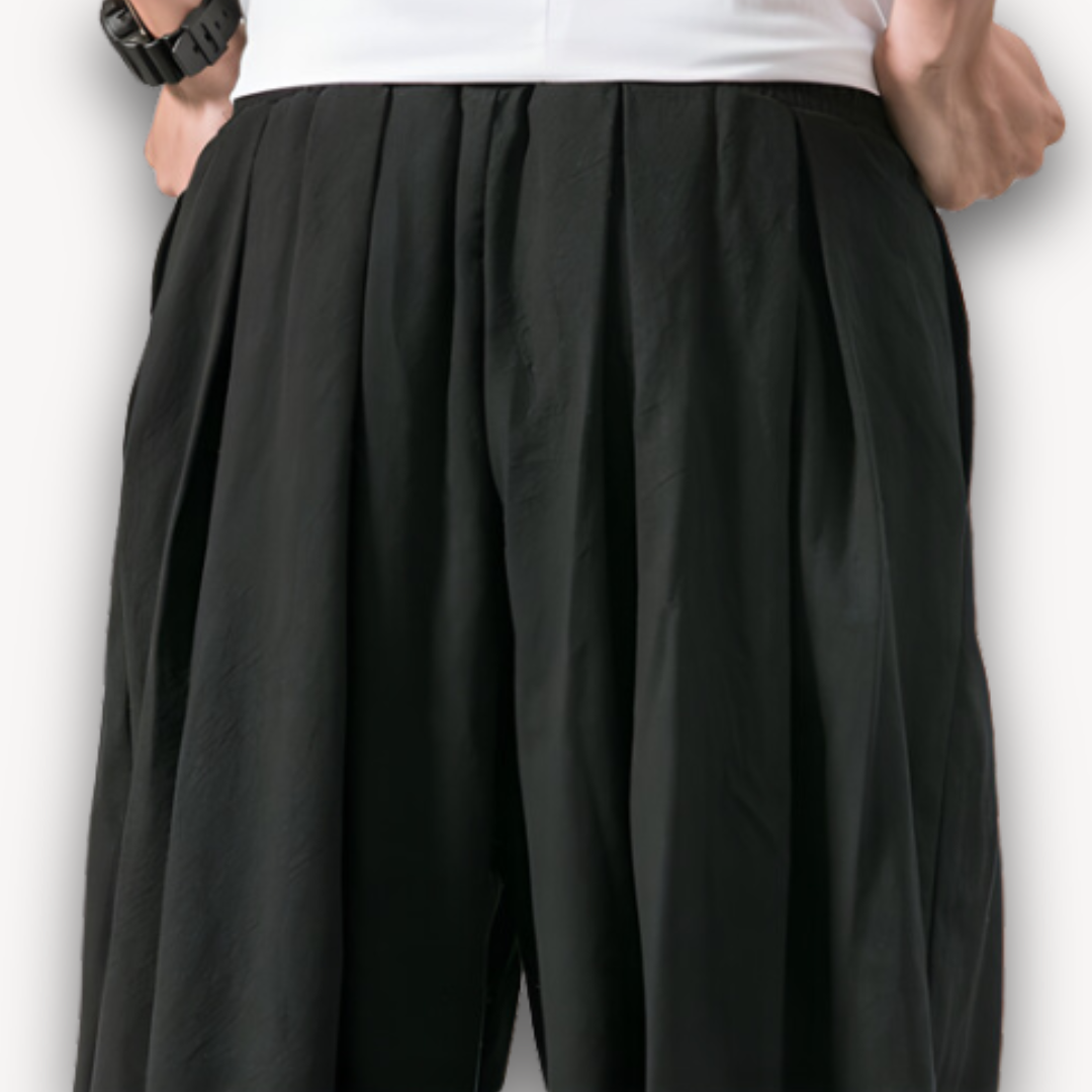 Loravelle | Men's Cotton Harem Pants - Elastic Waist, Adjustable Drawstring, Casual Wear