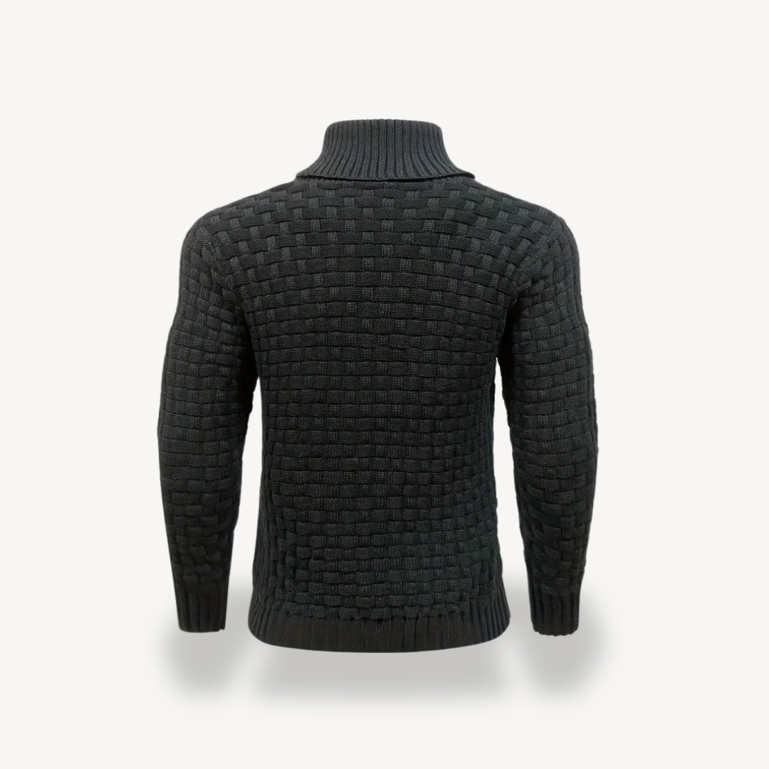 Men's Waffle Knit Polo Sweater | Loravelle