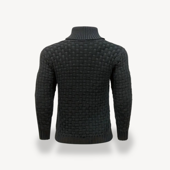 Men's Waffle Knit Polo Sweater | Loravelle