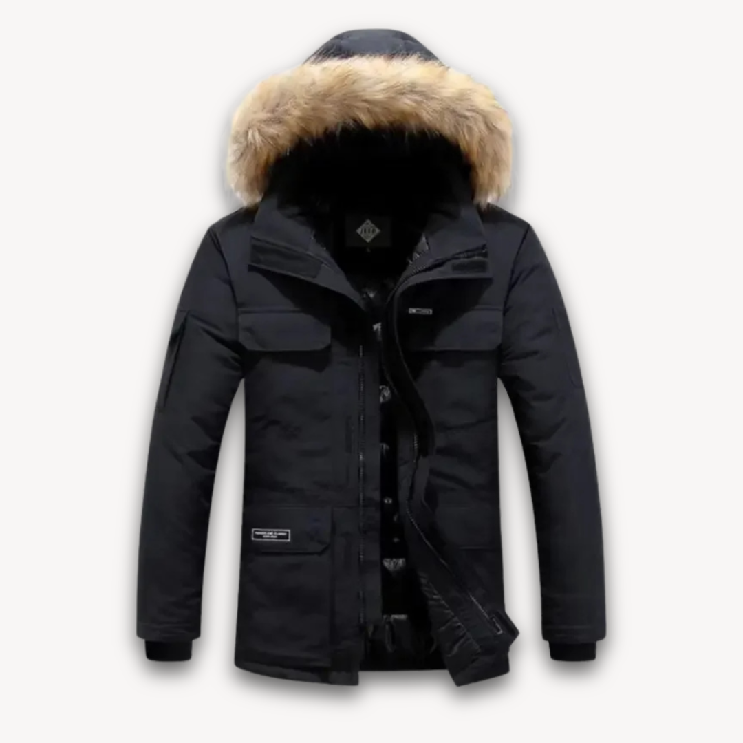 Loravelle | Men's Winter Parka Jacket with Faux Fur Hood - Waterproof