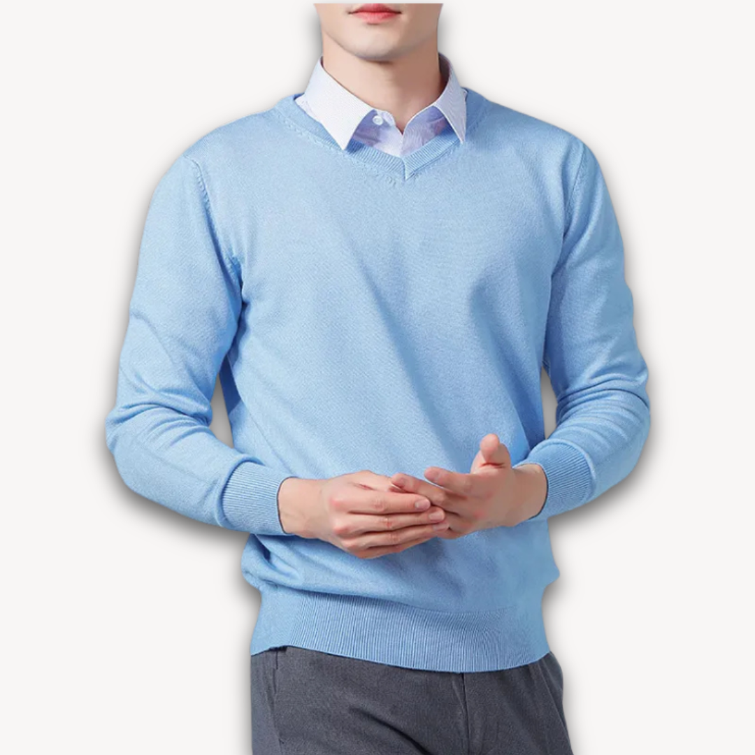 Loravelle | Men's Cashmere V-Neck Sweater - Slim Fit - Soft & Lightweight - Casual & Formal Wear - Adult Clothing