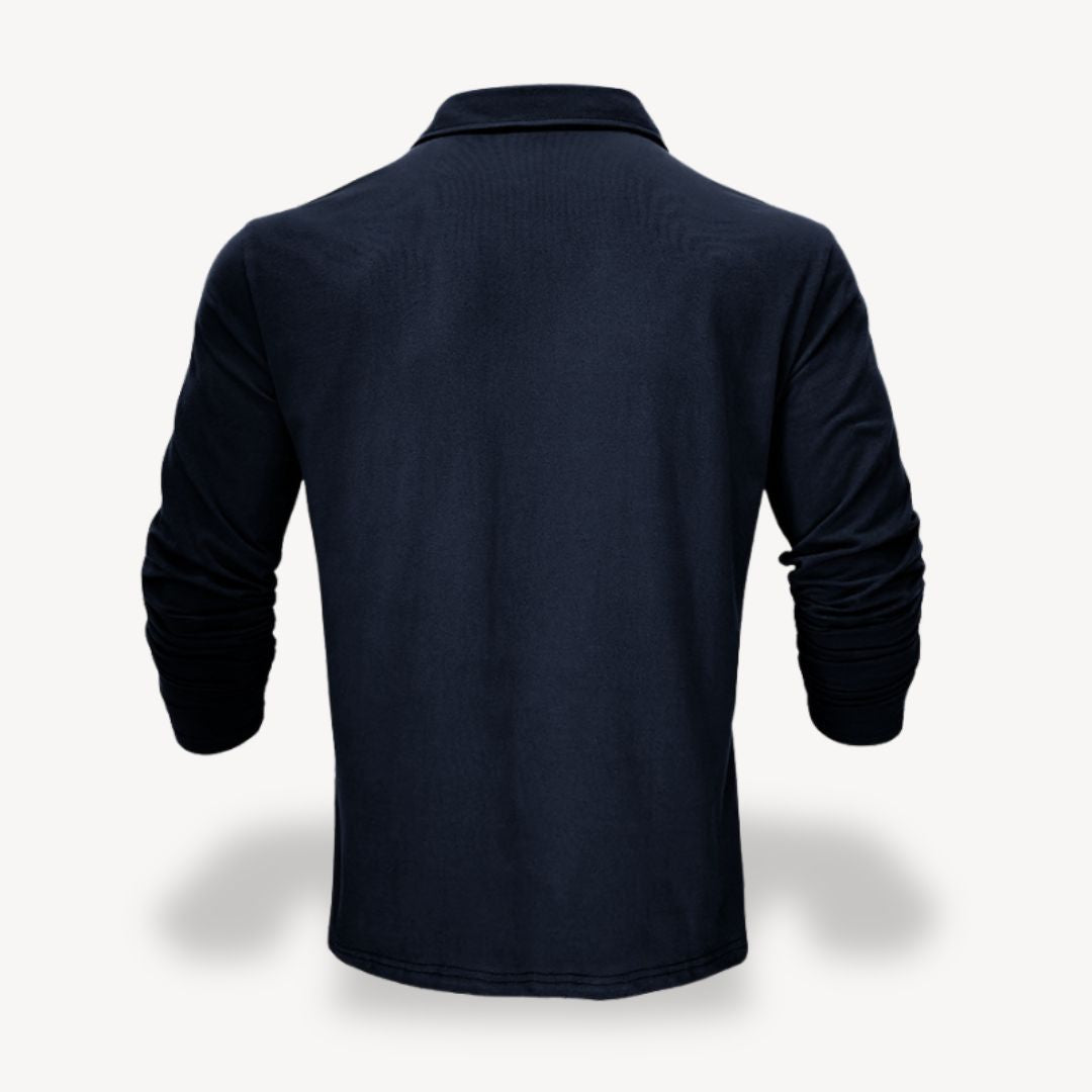 Cotton Long Sleeve Polo Shirt | Loravelle