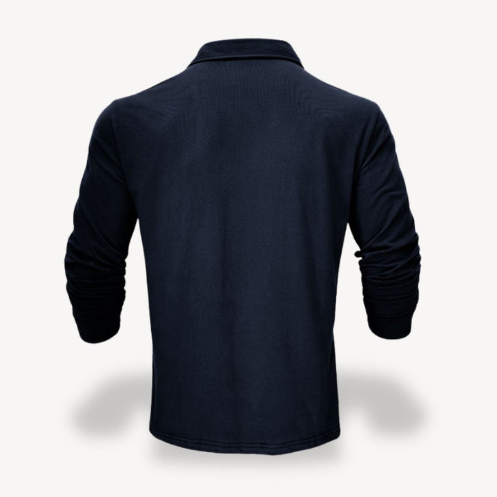 Cotton Long Sleeve Polo Shirt | Loravelle