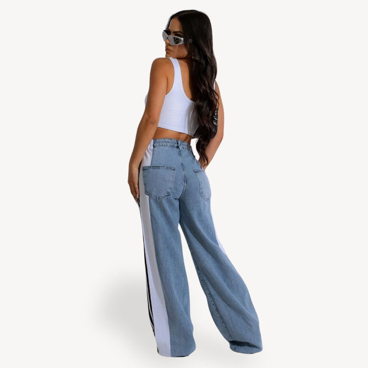 Women's Two-Tone Wide Leg Jeans | Loravelle