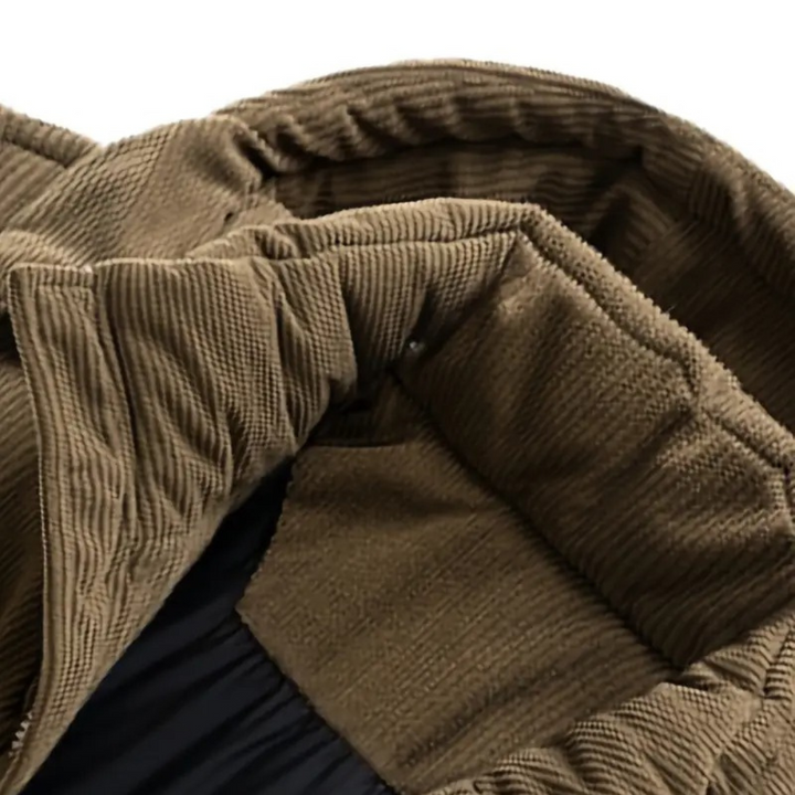 Men's Puffer Jacket with Corduroy Hood | Loravelle