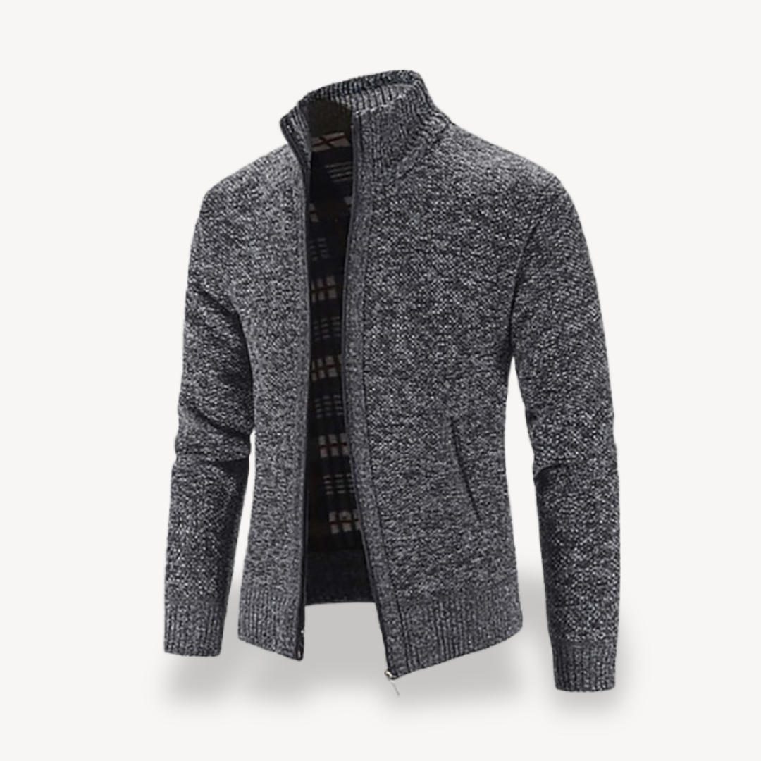 Men's Knitted Fleece Lined Zip Cardigan Sweater | Loravelle