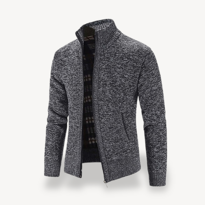 Men's Knitted Fleece Lined Zip Cardigan Sweater | Loravelle