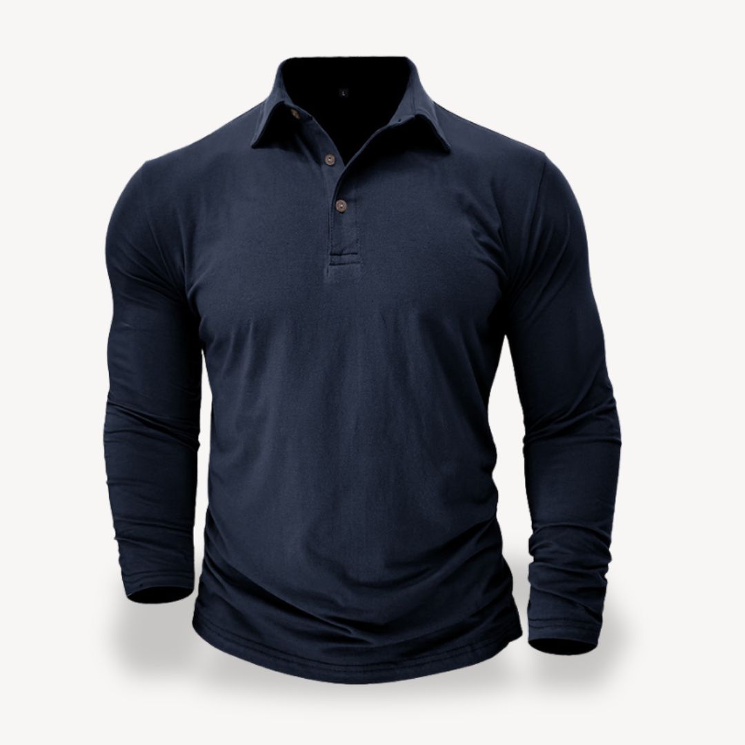 Cotton Long Sleeve Polo Shirt | Loravelle