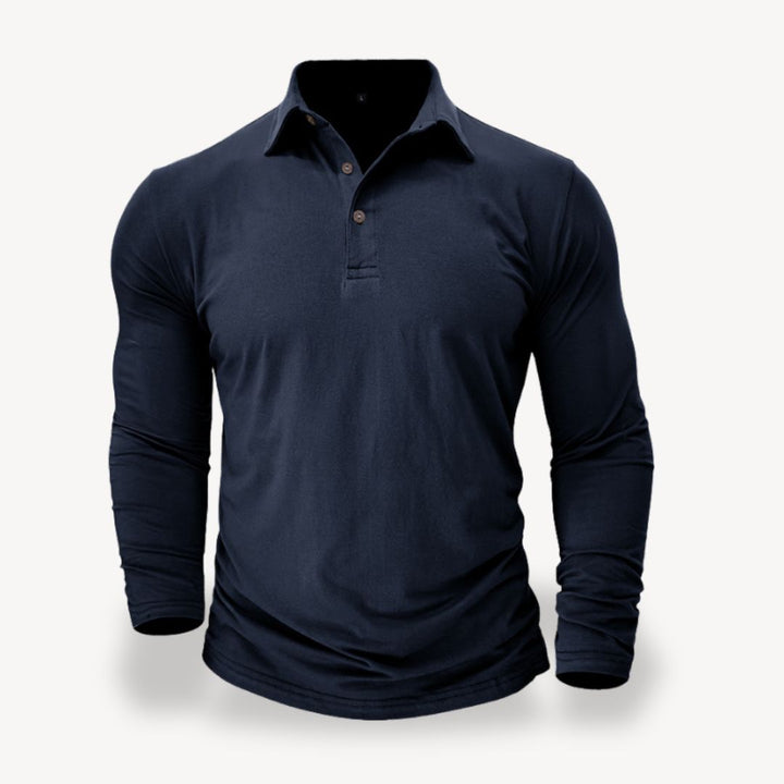 Cotton Long Sleeve Polo Shirt | Loravelle