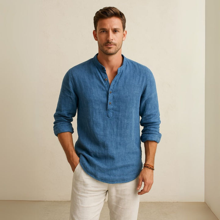 Linen Henley Shirt Men | Loravelle