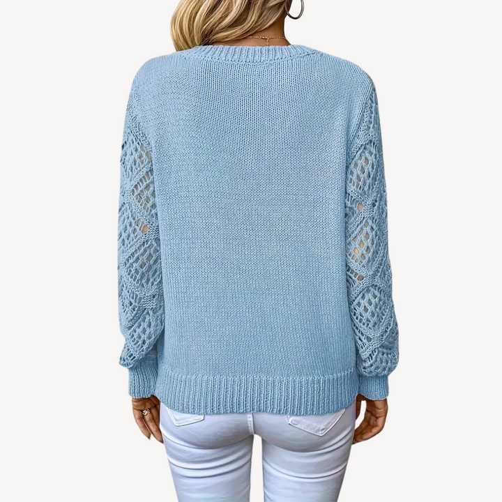 Women's V-Neck Crochet Sweater | Loravelle