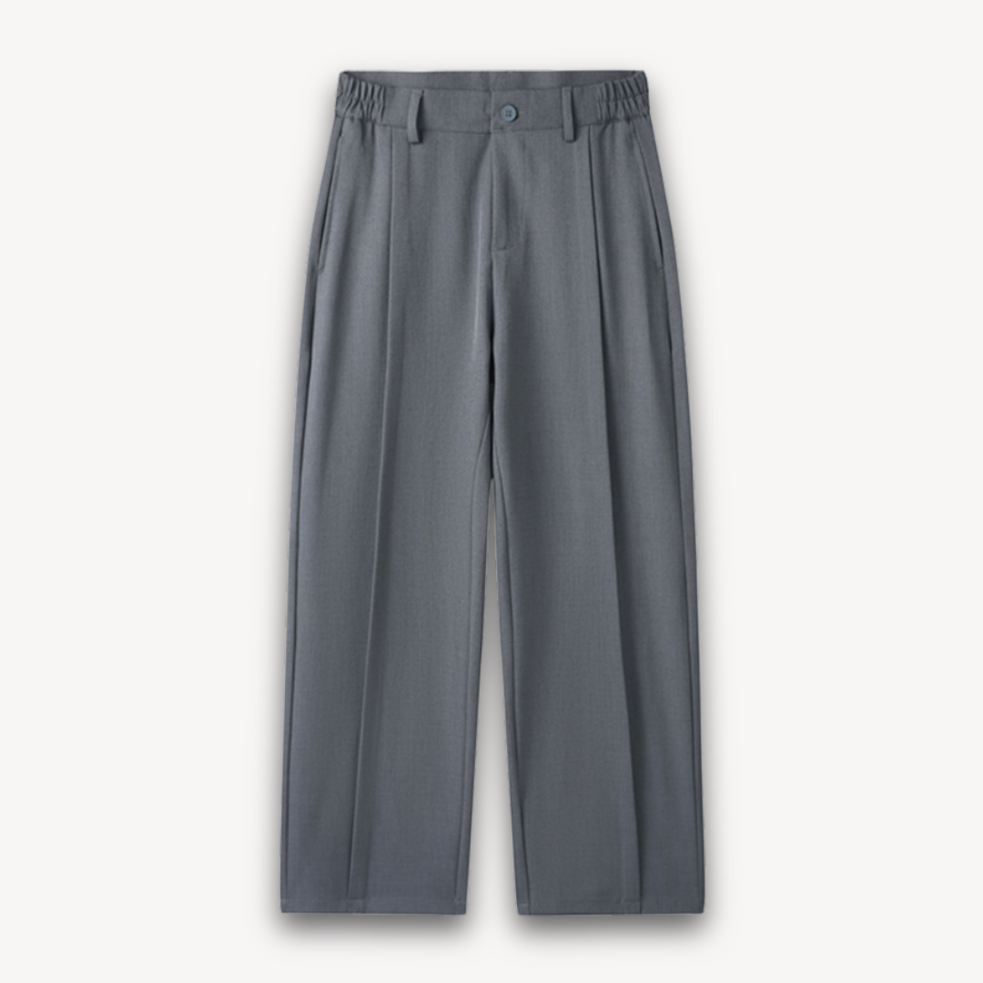 Loravelle | Men's ModernEase Pleated Wide-Leg Trousers, Cotton