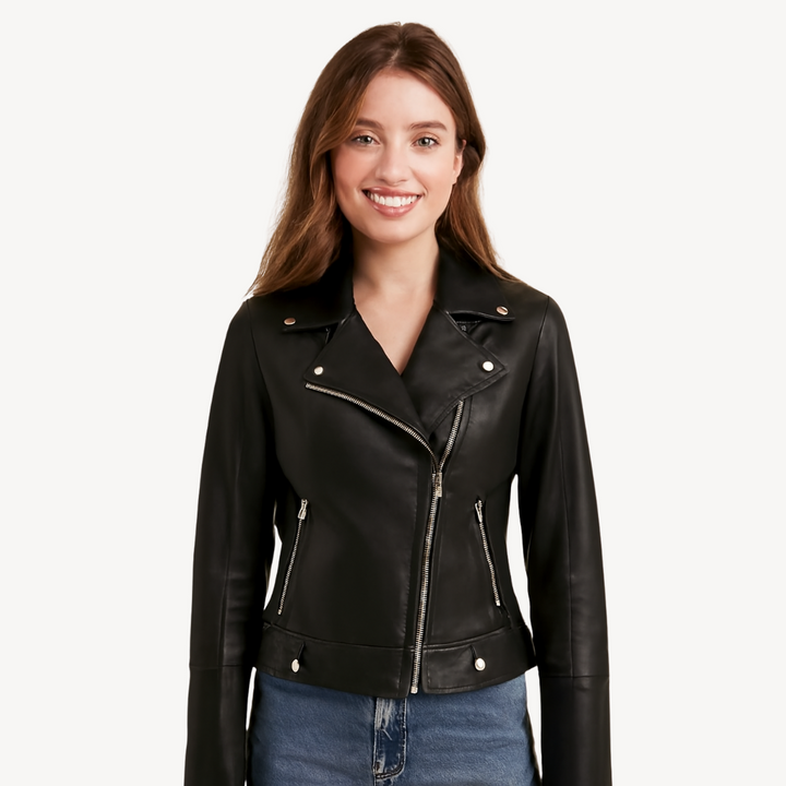 Faux Leather Biker Jacket for Women | Loravelle