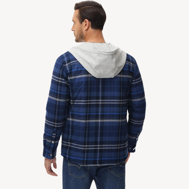 Plaid Quilted Hooded Jacket for Men | Loravelle