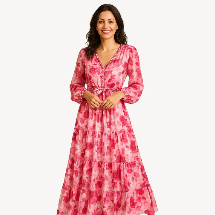 Women's Floral Long Sleeve Maxi Dress | Loravelle