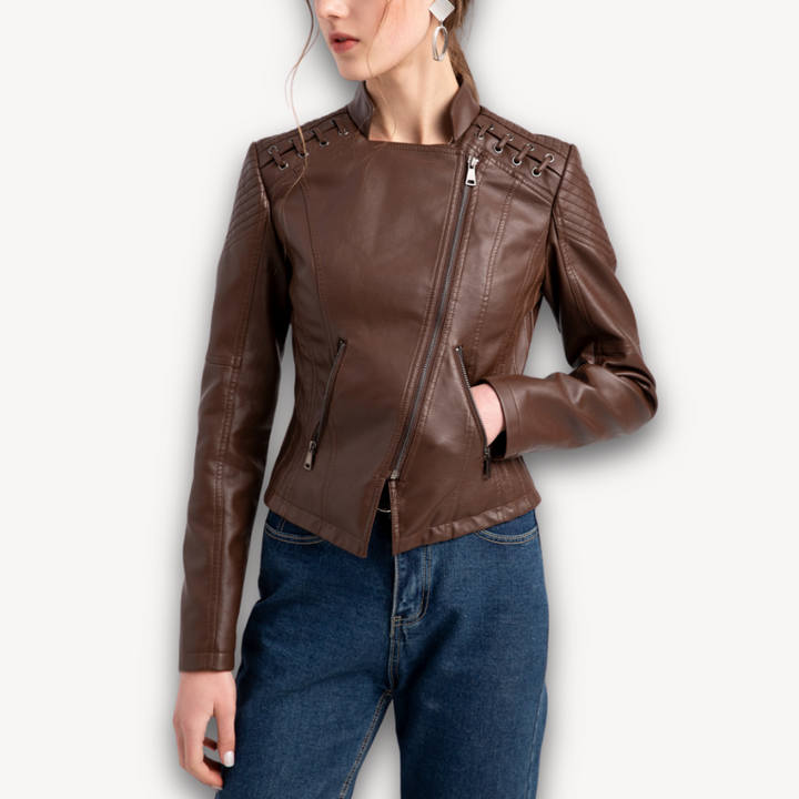 Loravelle | Women's Faux Leather Jacket - Slim Fit Moto Biker Style, Adult Fashion Outerwear