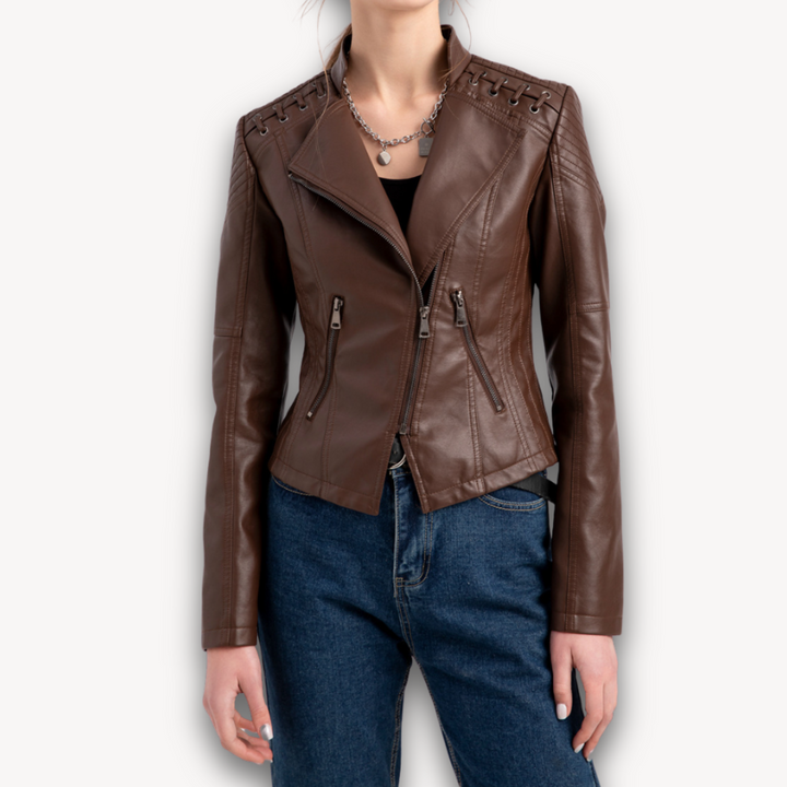 Loravelle | Women's Faux Leather Jacket - Slim Fit Moto Biker Style, Adult Fashion Outerwear