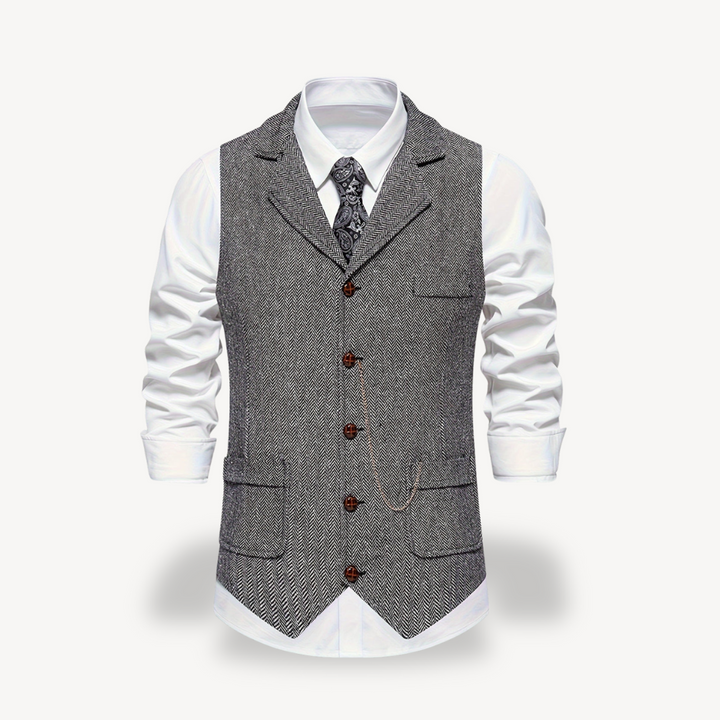 Loravelle Men’s Herringbone Vest with Chain | Loravelle