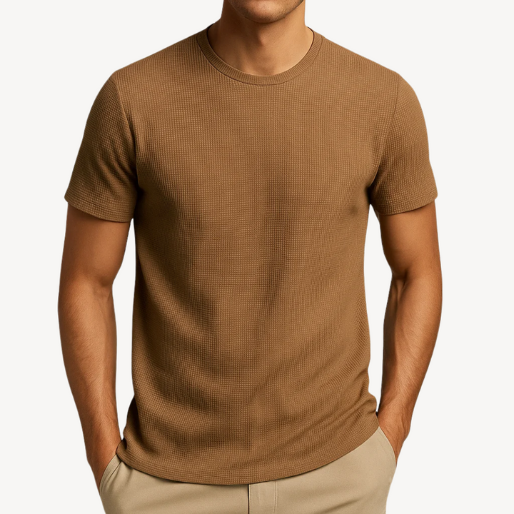 Waffle Knit Crewneck T-Shirt Men | Loravelle