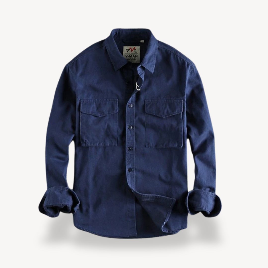Men's Washed Cotton Cargo Work Shirt | Loravelle