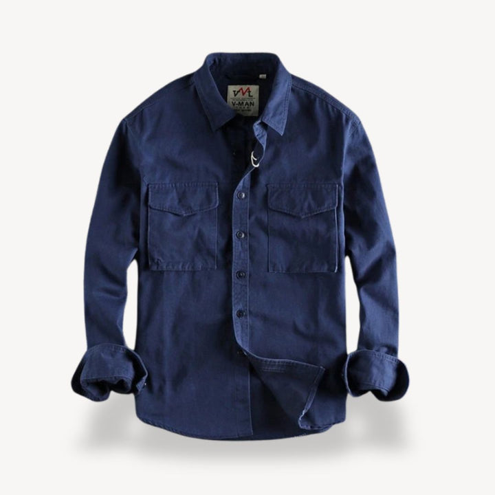 Men's Washed Cotton Cargo Work Shirt | Loravelle