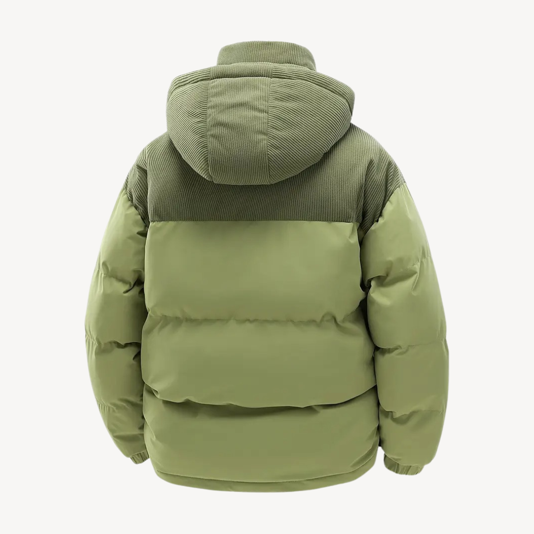 Men's Puffer Jacket with Corduroy Hood | Loravelle