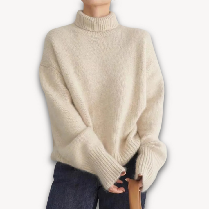 Loravelle | Women's Oversized Turtleneck Sweater - Soft Wool Blend, Casual Winter Pullover