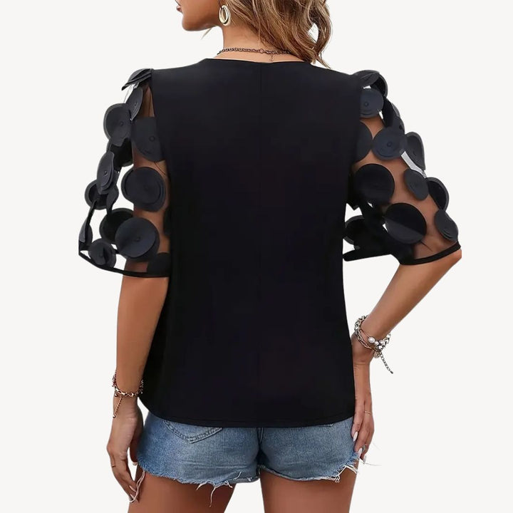 Mesh Floral Puff Sleeve Blouse Women | Loravelle