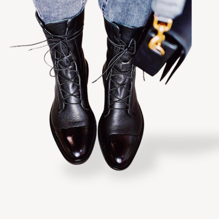 Leather Orthopedic Combat Boots Women | Loravelle
