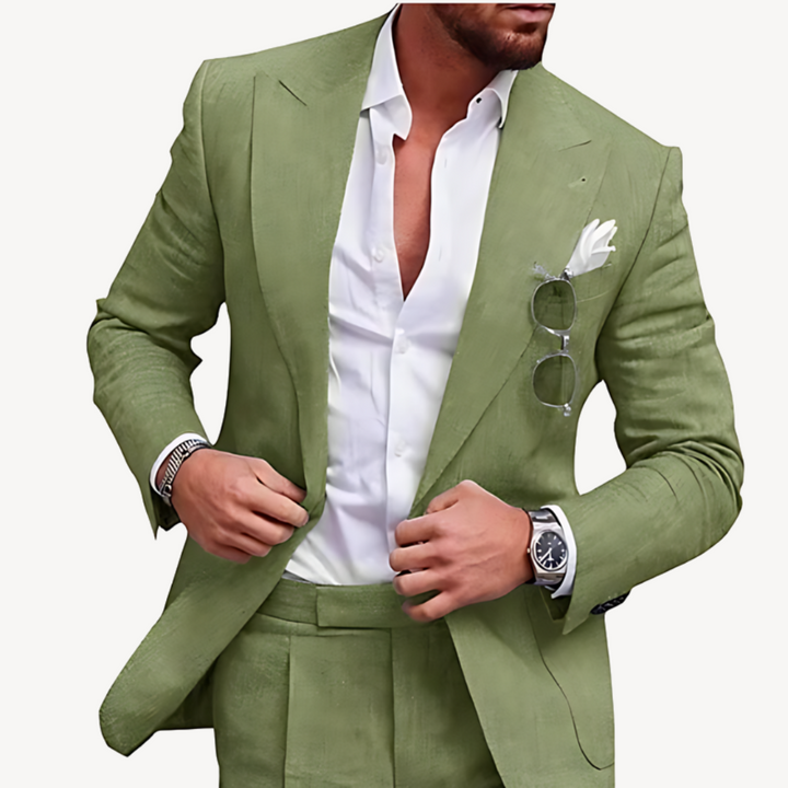 Men's Linen Slim Fit Suit 2 Piece Formal Blazer Set | Loravelle