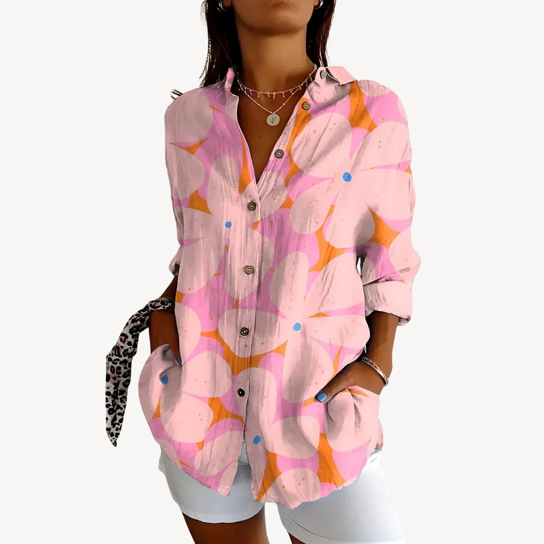 Print Button-Up Shirt Women | Loravelle