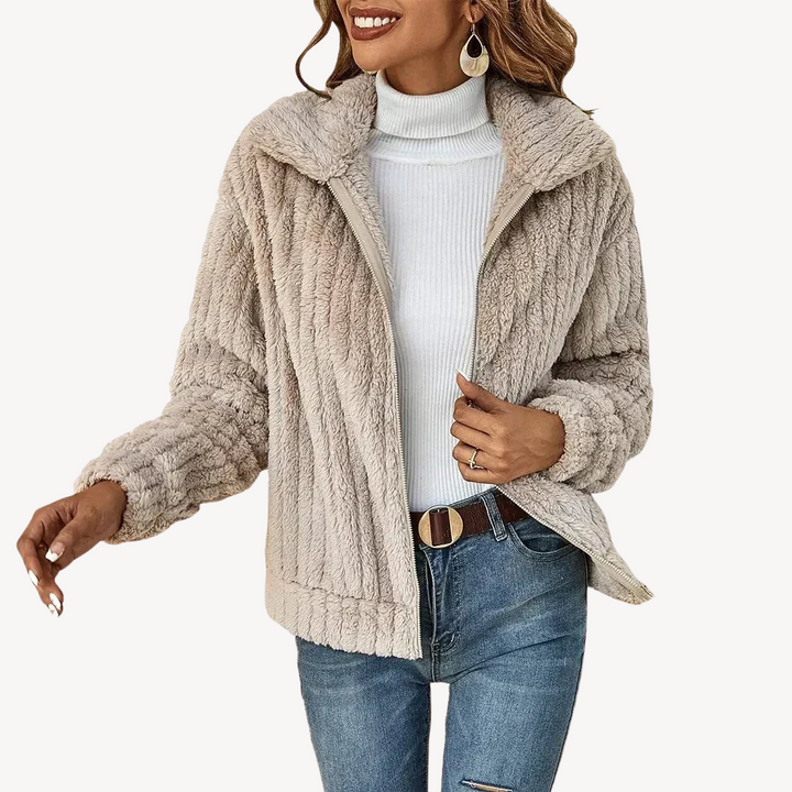 Women's Plush Fleece Zip-Up Cardigan | Loravelle