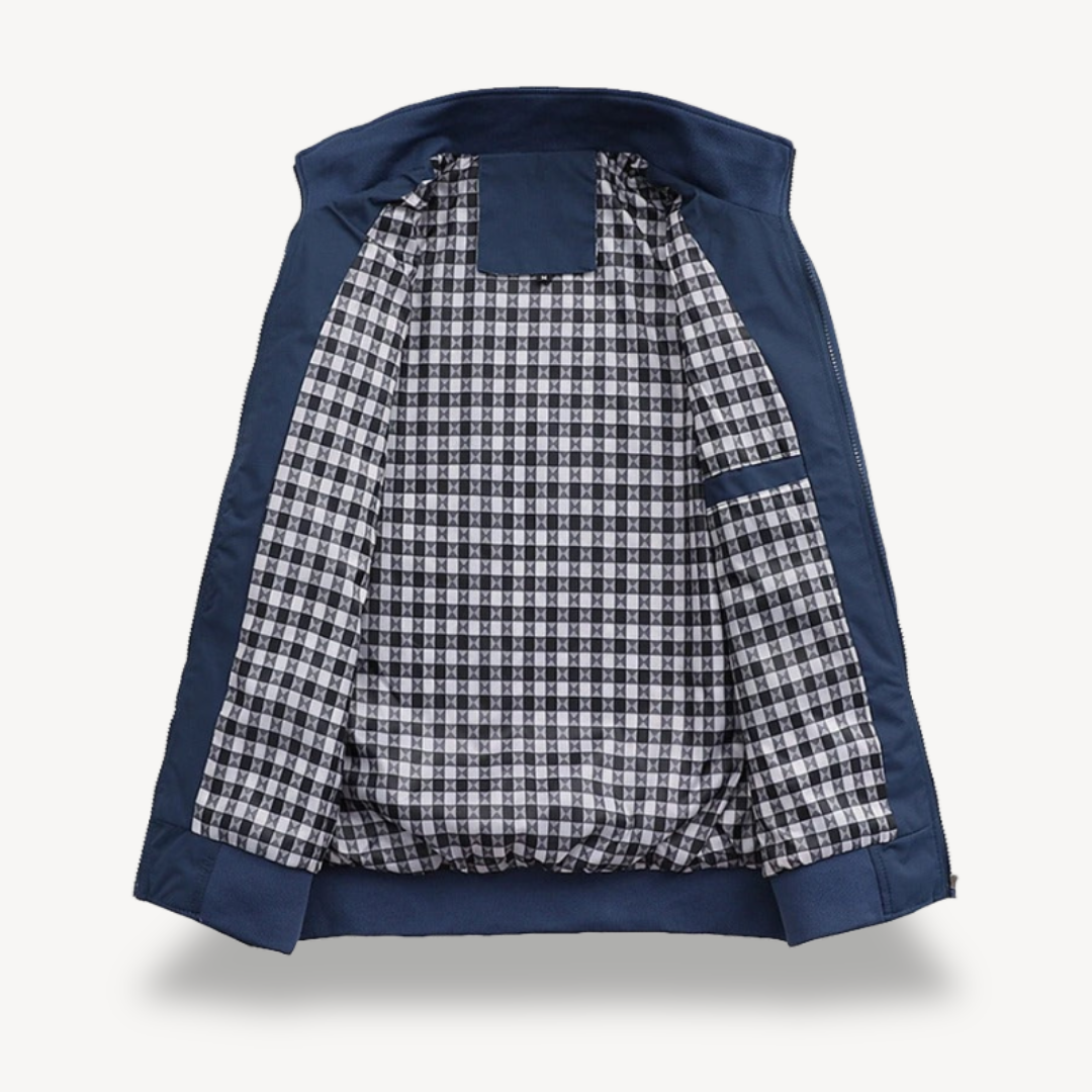 Men's Zip-Up Bomber Jacket with Check Lining | Loravelle
