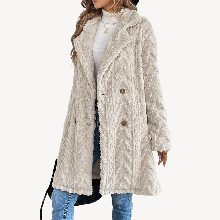 Double-Breasted Fuzzy Coat for Women | Loravelle