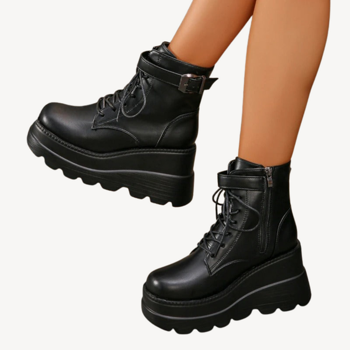 Orthopedic Black Platform Ankle Boots | Loravelle