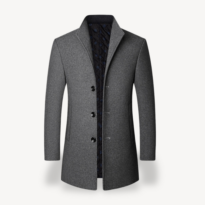 Men’s Grey Wool Blend Overcoat Formal Jacket | Loravelle