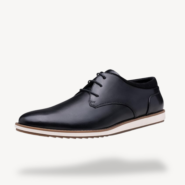 Men's Orthopedic Black Leather Derby Shoes | Loravelle