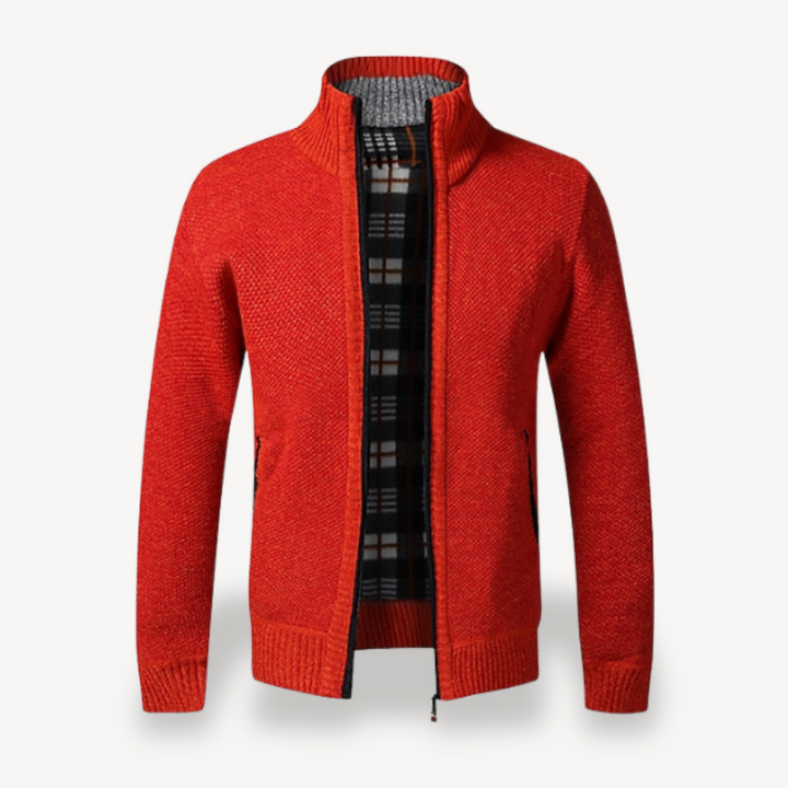 Men's Knitted Fleece Lined Zip Cardigan Sweater | Loravelle