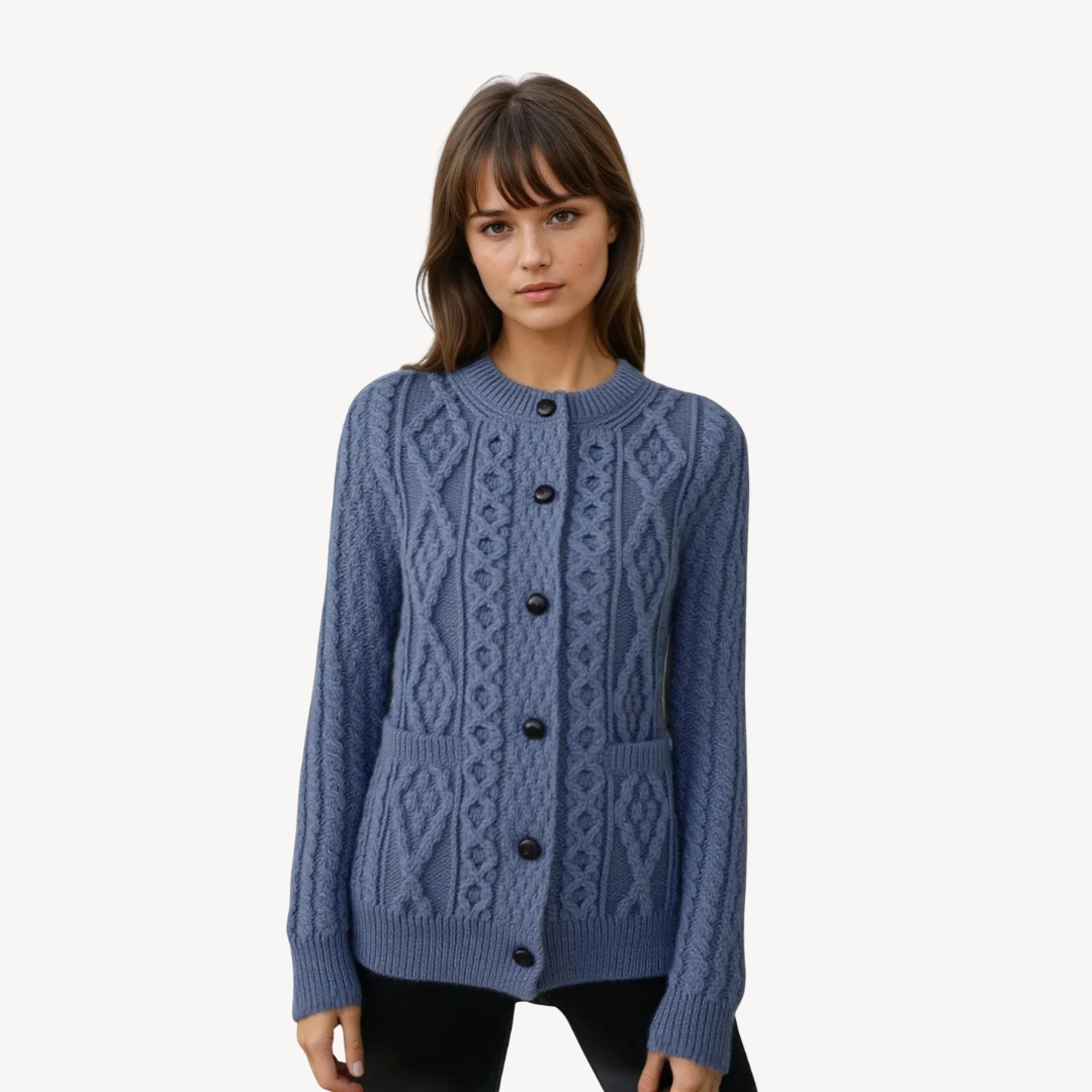 Wool Blend Cable Knit Cardigan for Women | Loravelle