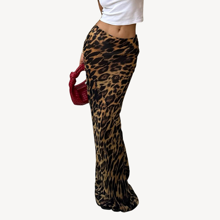 Leopard Print Ruched Bodycon Maxi Skirt Women | Loravelle
