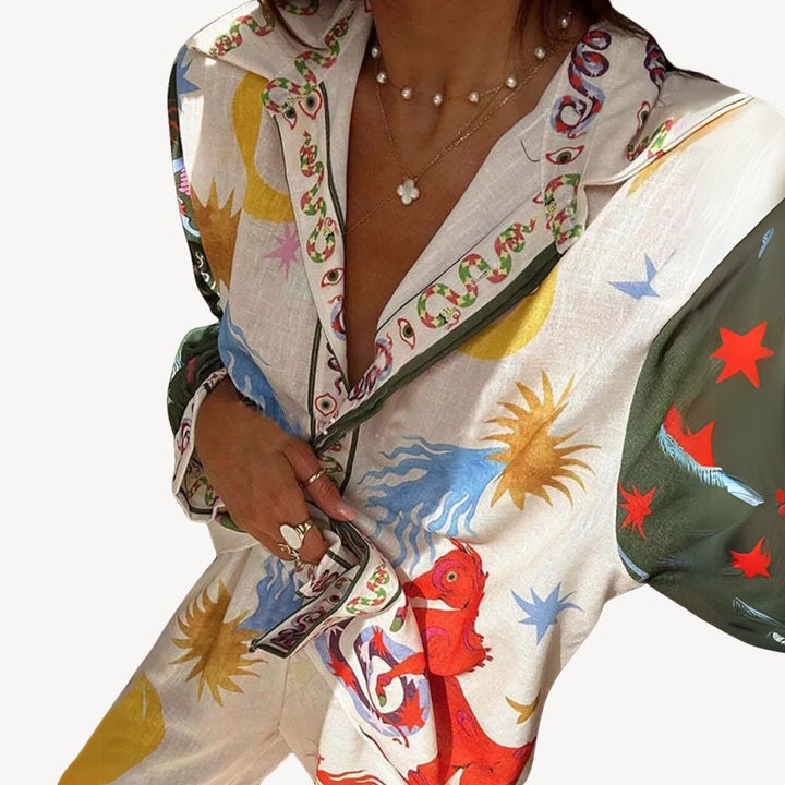 Women's Printed Cotton Lounge Set | Loravelle