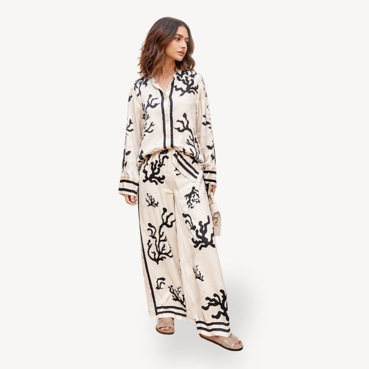Coral Print Pajama Set Women | Loravelle