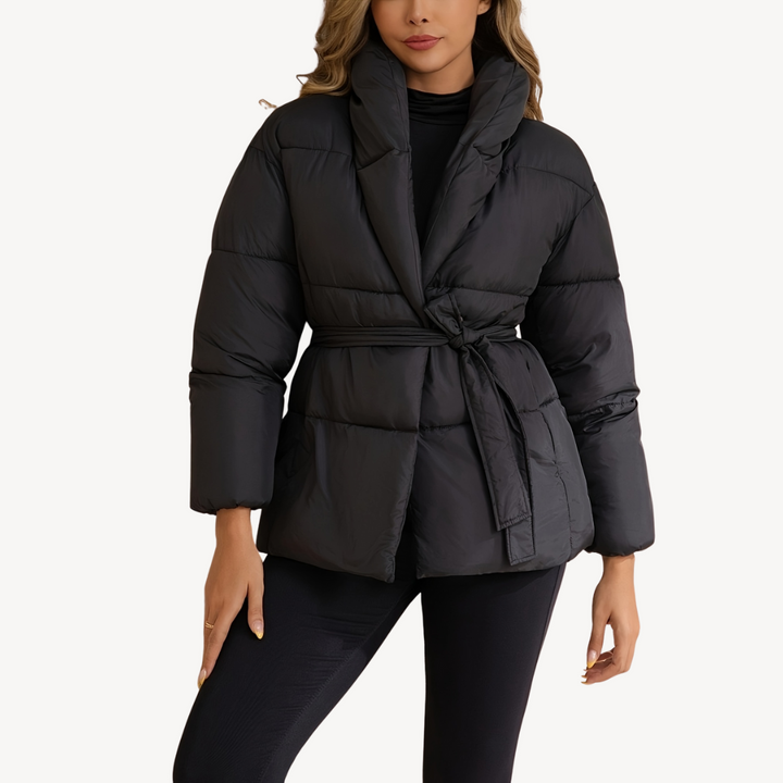 Women's Puffer Jacket with Belt | Loravelle