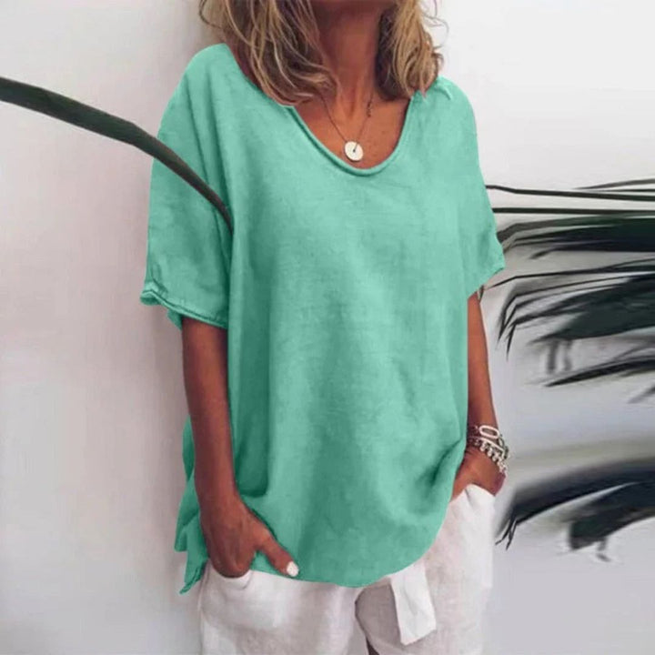 Women's Loose Linen Blend T-Shirt | Loravelle