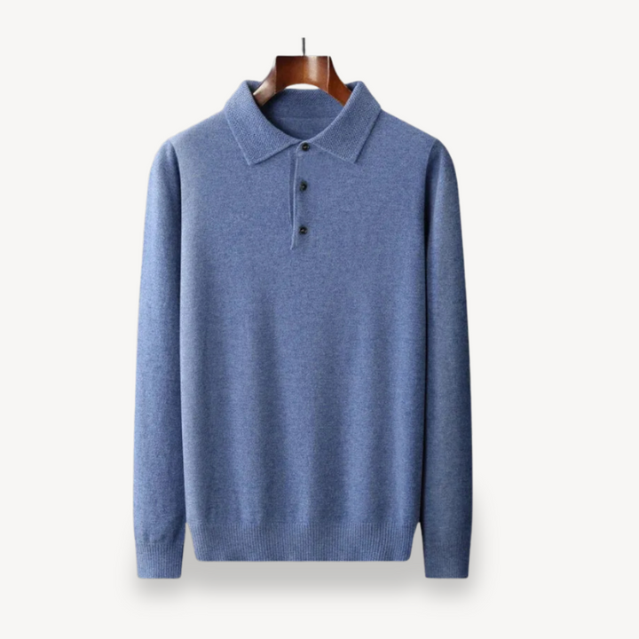 Long Sleeve Knit Polo Sweater Men | Loravelle