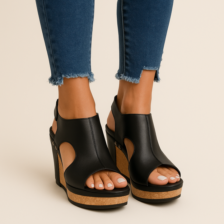 Orthopedic Wedge Leather Sandals Women | Loravelle