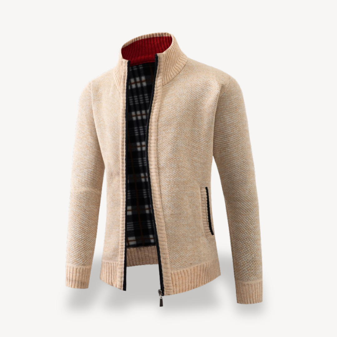 Men's Sherpa Lined Full Zip Cardigan Sweater | Loravelle